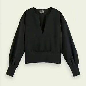 Scotch & Soda Black V-Neck Top Shirt